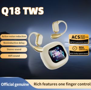 2024 New Q18 Pro LCD Touch Screen Open Headphones Wireless Bluetooth 5.4 HiFi HD Stereo Headphones Mic Call Ear Hooks Headphones Music Sports Headphones