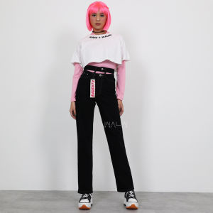 WAUW - NAUGHTY Loose Cut-Out Jeans Highwaist - Black 2221