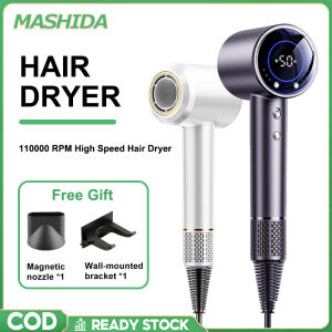 MASHIDA Electric Hair Dryer With Display Screen Hair Dryer With Magnetic Suction Nozzle 1400W Household High Speed Hair Dryer