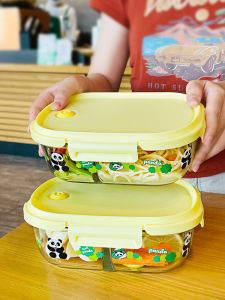 กล่องอาหารแก้วทนความร้อนสูง กล่องเก็บอาหารสำหรับนักเรียนและผู้สูงอายุ กล่องเก็บอาหารในตู้เย็น กล่องเก็บอาหารแบบแยกชั้น กล่องเก็บอาหารแบบปิดสนิท