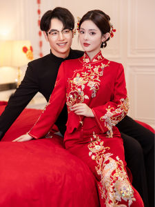 ชุดแต่งงานสไตล์จีน ชุดฮั้วเซี่ยวกว่า 25 ปี ฤดูร้อน 2025 ชุดกี่เพ้าสไตล์จีนใหม่ ชุดราตรีสำหรับผู้หญิง