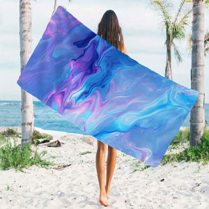blue purple marble Beach Towels Ultra Lightweight Quick Drying Super Absorbent Summer Essential Fast-Drying Towel for Beach