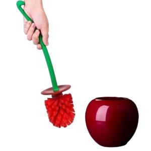 Cherry Toilet Brush Cute Stand Bathroom Toilet Cleaner Brushes Long Handle Toilet Brush with Cherry shaped Holder cleaning Set
