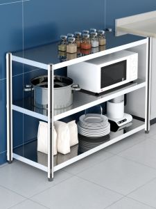 Stainless Steel Kitchen Storage Rack 3 Layers Microwave Oven Multi-layer Organizer Shelf Baking Pot Stand Metal Shelf