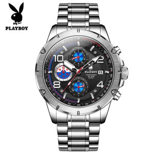 PLAYBOY watch for men original waterproof sporty style chronograph luminous calendar hardcore style with free gift box