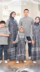 SARIMBIT ETHICA 2025 LADIVA 09 NIMBUS BLUE TERBARU GAMIS & KOKO SET KELUARGA PREMIUM LEBARAN KEKINIAN TERMURAH