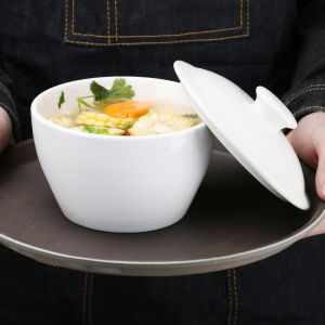 Hotel Large Ceramic Soup Bowl for Traditional Cantonese Soups Birds Nest and Steaming