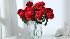 【beauty-sunshine】1 Bundle 27 Heads Artificial Silk Rose Flowers Small bouquet flores Home Party Spring Wedding Decoration Fake Flower Christmas Tree Decoration DIY Christmas New Year Party Decoration Wedding Holiday Decoration