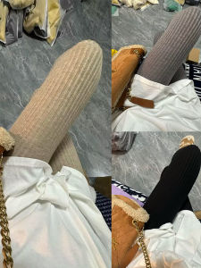 กางเกงขายาวทรงสลิมฟิตผ้าถักนิตติ้งคอตตอนผสมขนสัตว์สำหรับผู้หญิง ทรงเข้ารูป ทรงสลิมฟิต เอวสูง ทรงเข้ารูป