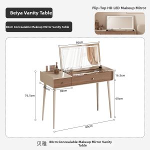 DMX | Creamy Elegant Flip-Top Makeup Mirror Vanity