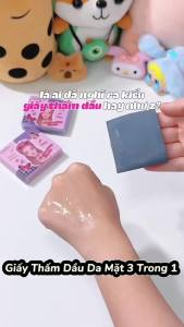 Giấy Thấm Dầu Da Mặt 3 Trong 1 ELYZZA Chất Liệu Than Tre Vệ Sinh Dầu Nhờn Thừa Trên Da Mặt 80 Tờ Với Bông Thoa Phấn Và Gương