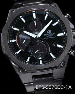 CASIO EDIFICE SLIM Solar Powered Sapphire Crystal EFS-S570DC Mens Analog Watch Stainless Steel Band