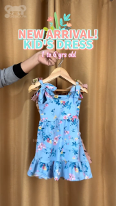 BigboxPH Kids Everyday Adjustable Bow Strap Dress for Kids Girl 1–6Y | Cute Pockets & Ruffle Design | Soft comfy cotton kidswear for girls | Cute dress for kids | Perfect for pang gala playtime or fashionable pang bahay