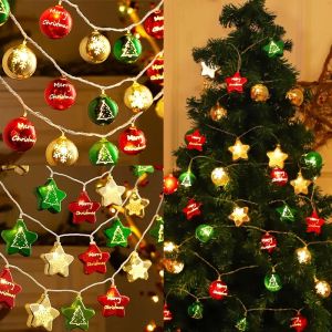 1.5m 10LED Christmas Santa Claus Fairy Lights Waterproof Xmas Tree Light Garland Hanging Ornaments Home New Year Party Decoration Xmas Gifts