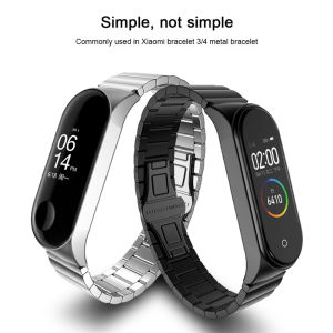 VUAERANG Suitable for Xiaomi Miband 3 Miband 4 Metal Strap Universal Bamboo Grain Wrist Strap Stainless Steel Wristband for Xiaomi Mi Band 3/4 Accessories