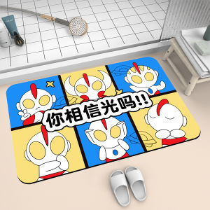Quick Dry Bathroom Mat Cartoon Ultraman Absorbent Silicon Dendroid Door Mat Anti Slip Toilet Entrance Home Floor Rugs