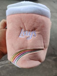 Le S Male and Female Cute Stylish Stuffed Cylinder Bucket Crossbody Lipstick Pack Buggy Bag Shoulder Hardware Chain Strap