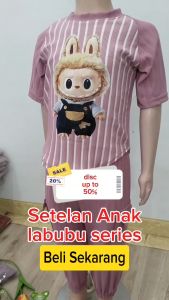 COD Setelan Anak Cewe Celana Panjang Cargo Setcel Cargo Baju Labubu setelan Perempuan Bahan Premium