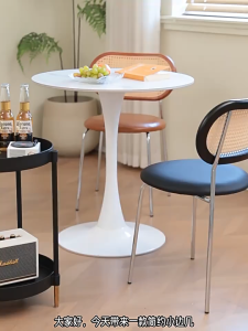 GMSHOP Double Layer Light Luxury Round Small Coffee Table Double Layer Beside Table Rack Corner Meja Sisi Bulat Ruang Tamu