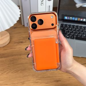Flip Card Holder Slot Clear Protective Case For iPhone 17 Air 16 15 14 13 12 11 Plus Pro Max Lens Ring Bumper Transparent Cover