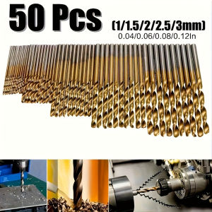 50Pcs drill set - suitable for metal and wood 1-3mm high carbon steel round shank spiral groove design durable woodworking dr