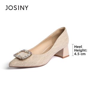 Josiny | Block Heel Peep Toe Pointed Toe Square Buckle Wedding High Heels