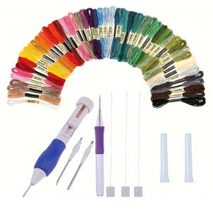 DIY Embroidery Punch Needle Kit with Storage Box Upgraded Version Embroidery Pen Clothing Knitting Sewing Needle Sealing Tools