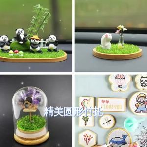 Chậu Hoa Gốm Sứ Khay Tre Chống Rò Rỉ Tấm Lót Cốc Trà Tròn Chống Trượt Làm Vườn Xuyên Biên Giới Vi Cảnh Diy Khay Sản Phẩm Tre