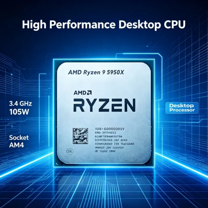 AMD | AMD Ryzen 9 5950X 16‑Core 32‑Thread Desktop Processor 3.4GHz Socket AM4 105W Without Cooler