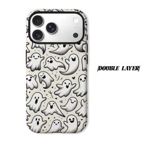Cute Ghost Pattern Phone Case for iPhone 18 17 16 15 14 13 12 11 Air Pro Max Plus Double-layer Cover
