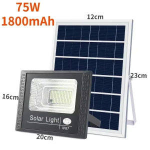 75W Solar Lamps Outdoor Waterproof Spotlights Solar Lights Remote Control Solar Floodlight Wall Street Garden Lights Sunlight