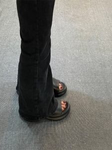 Dép Đế Dày Màu Đen Mùa Hè Ngoài Trời EVA Chống Trượt Chống Mùi Bãi Biển Mềm Mại Dép Xăng Đan Thoáng Khí Đế Xuồng EVA