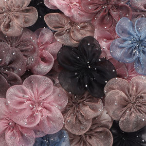 5pcs/lot 5.5cm Organza Fabric Artificial Flower Appliques Mesh Petals Patches For DIY Women Crafts Clothes Hair Accessories