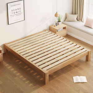 Solid Wood Bed Frame Single/Queen/King Anticorrosive Waterproof Bedroom Wooden Bed Frame 120/150/180 CM Tatami Wooden Bed