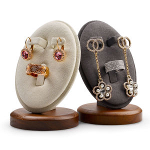 Oirlv Wooden Ring Display Storage Stand Earrings Organizer Holder SM101