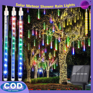 xmas solar Meteor Shower Rain Led String Lights 30CM 50CM Christmas Tree Decorations Outdoor Waterproof Party Holiday Wedding