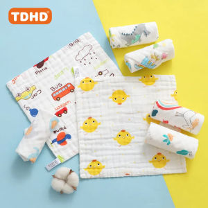 TDHD Set of 5 Soft Cotton Muslin Square Handkerchiefs Featuring Modern Style with Random Patterns for Delightful Surprises.