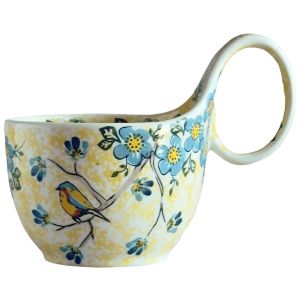 Hand-Painted Ceramic Mug High Aesthetic Value Heat-Resistant Breakfast Cup 2025 New Style Curved Handle Mug Super Beautiful for Women