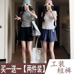 American Style Ice Silk Workwear Shorts Women Summer Thin Straight Loose Casual Wide Leg Sports Shorts High Waist Straight Leg Pants