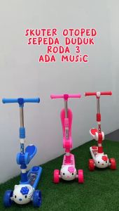 Mainan Anak Skuter Otoped Duduk 3 Roda 2in1 Ada Musik Lagu Lampu / Skuter Anak Umur 3 ke atas