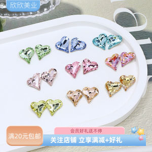 Dongzhou Nail Drill 12*13MM Sharp Bottom Heart Shaped Glass Diamond Bright Color Series Nail Decoration Accessories