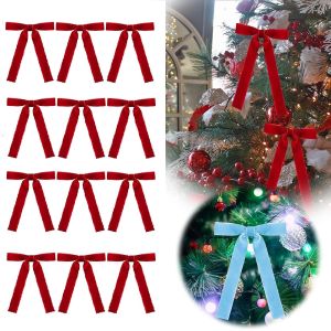 12 Pcs Velvet Bows with Twist Tie 2.5cm Width Vintage Christmas Velvet Ribbon Bow for Treat Bags Gift Wrapping Basket Wedding