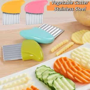 Stainless steel knife vegetable chopper grinder potatoes fries cutter shredder for vegetable cutter and slicer fruit cutter for kids potato fries chopper slicer potato knife slicer crinkle cutter french fries cutter wavy cutter slicer baking tools