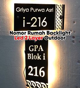 Nomor Rumah Nyala Backlight Led 2 Layer Outdoor