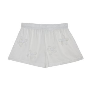 RuirUirul Moonlight White 3D Flower Loose Fit Casual Pants New Summer Design Sensation Womens Shorts Stylish Commute Style