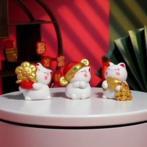 A047 ตุ๊กตาจิ๋ว ชุดแมวมงคล 4 ชิ้น สำหรับตกแต่งสวนถาด แต่งสวนจิ๋ว  แต่งบ้าน ของขวัญ แต่งงาน ส่งจากไทย