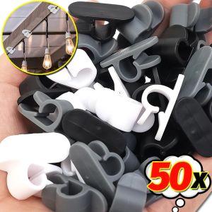 คลิปติดผนังหลอดไฟประดับแบบสายติดผนัง50ชิ้นตะขอเกี่ยวสายเคเบิลติดผนังสำหรับกระเป๋าแขวนกลางแจ้งสำนักงานบ้านกันน้ำ