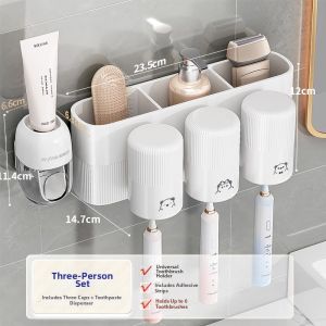 Joybos | Wall Mounted No Drill Toothbrush Tumbler and Paste Holder Shelf