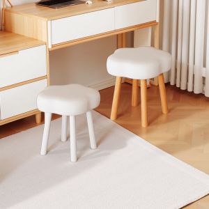SUNNY Vanity Stool Solid Wood Makeup Stool Cream Style Single Stool Nordic Side Stool Scratch-Resistance Stool