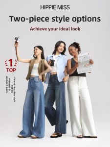 HIPPIE MISS | Slim Fit For Pear Shaped Hipster White Wide Leg Straight Jeans